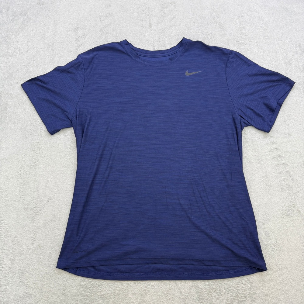 Nike Dri-Fit Shirt Mens XL‎ Blue Short Sleeve Training Tee Heathered Activewear
